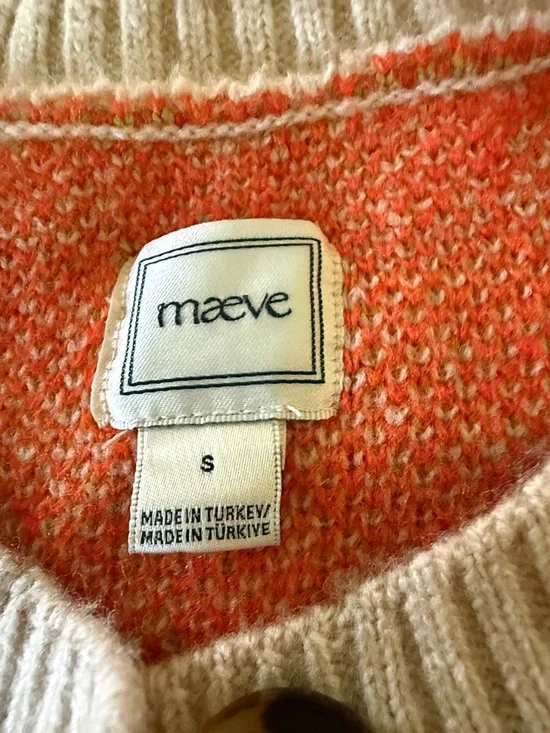 Anthropologie Maeve Orange Floral Pop Intarsia Cardigan Sweater NWOT - Picture 2 of 8